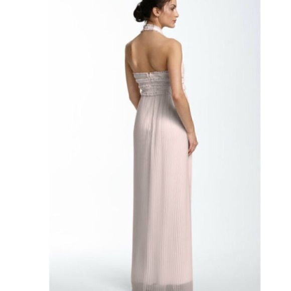 Js Collections Blush Pleated Mesh Halter FL Gown - Picture 2 of 15